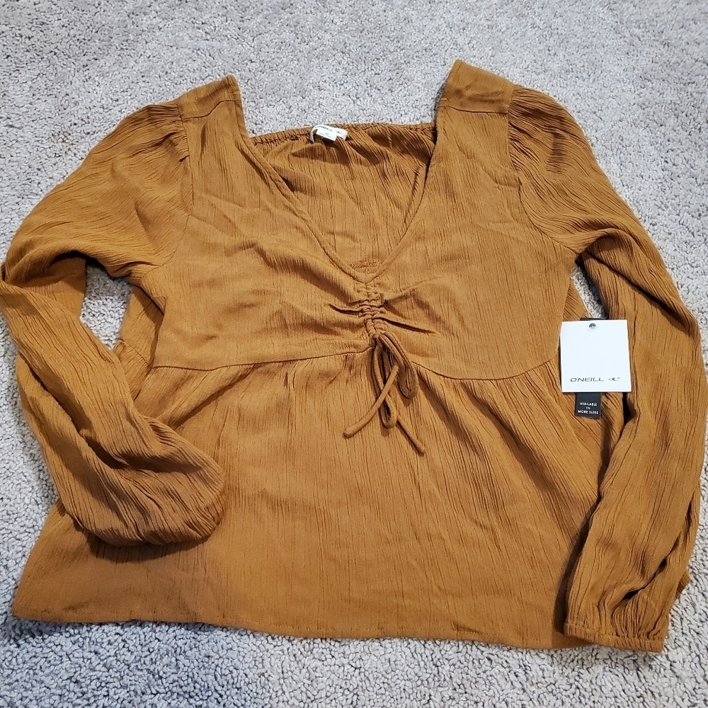 O'Neill Women's Burnt Orange Tie Detail Blouse